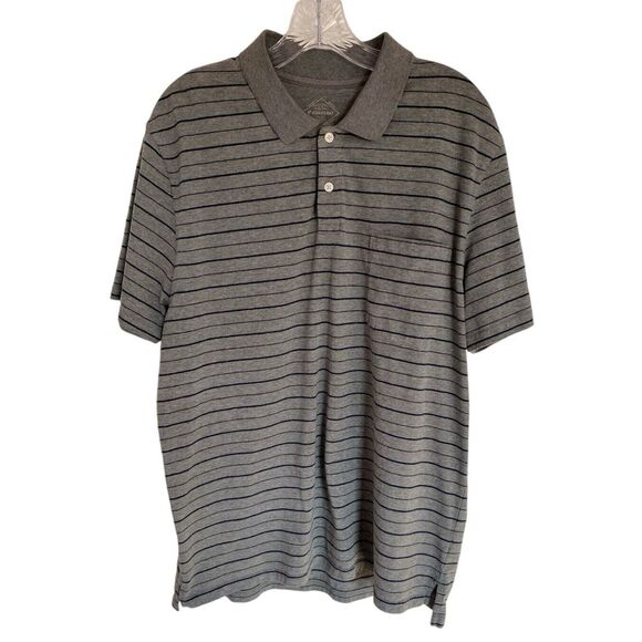 st johns bay Other - St Johns Bay Men's Size Large Polo Shirt Gray Striped Short Sleeve